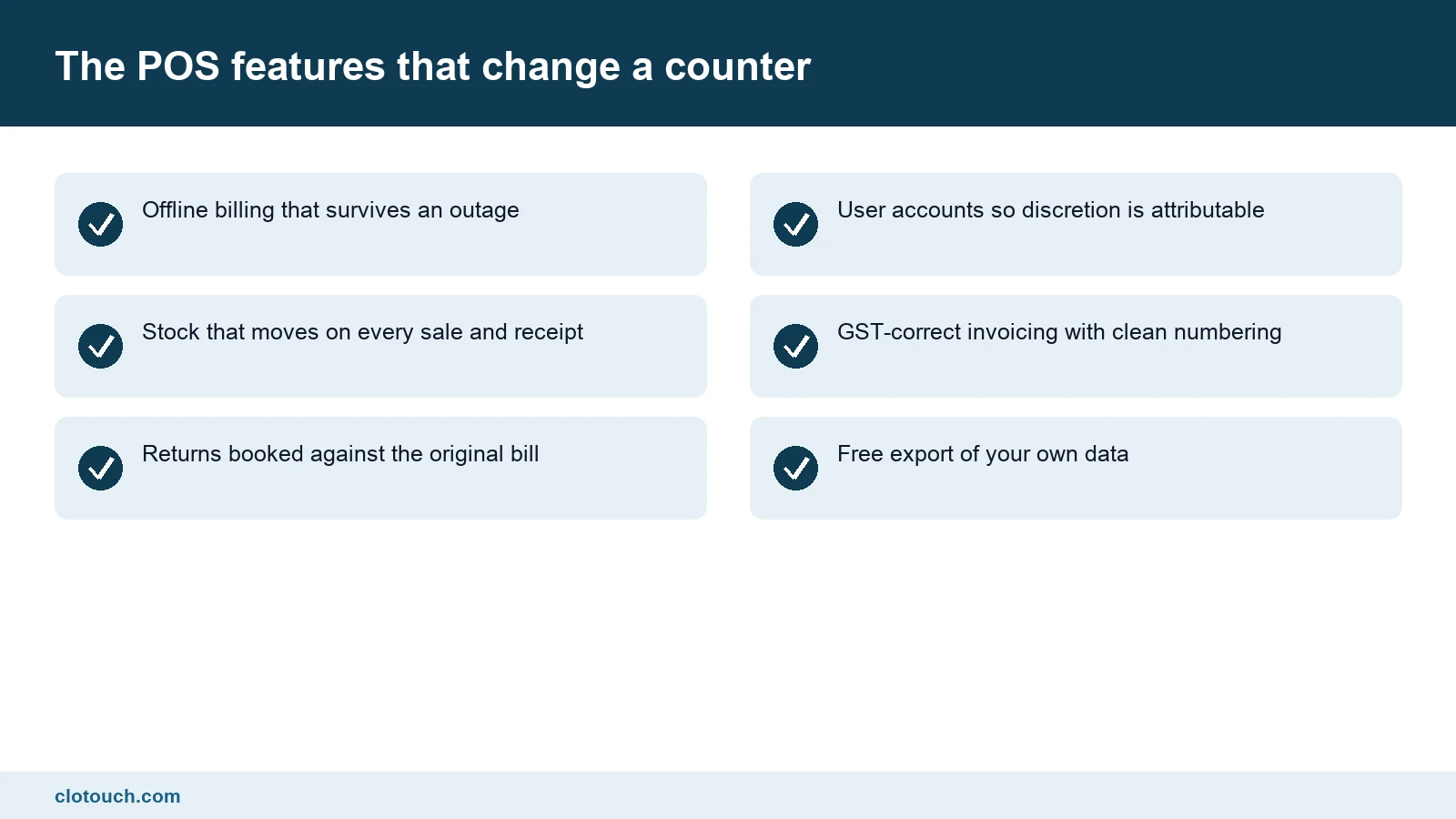 Checklist of the POS features that actually change how a shop counter runs