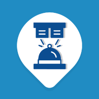 Restaurant service bell map pin icon