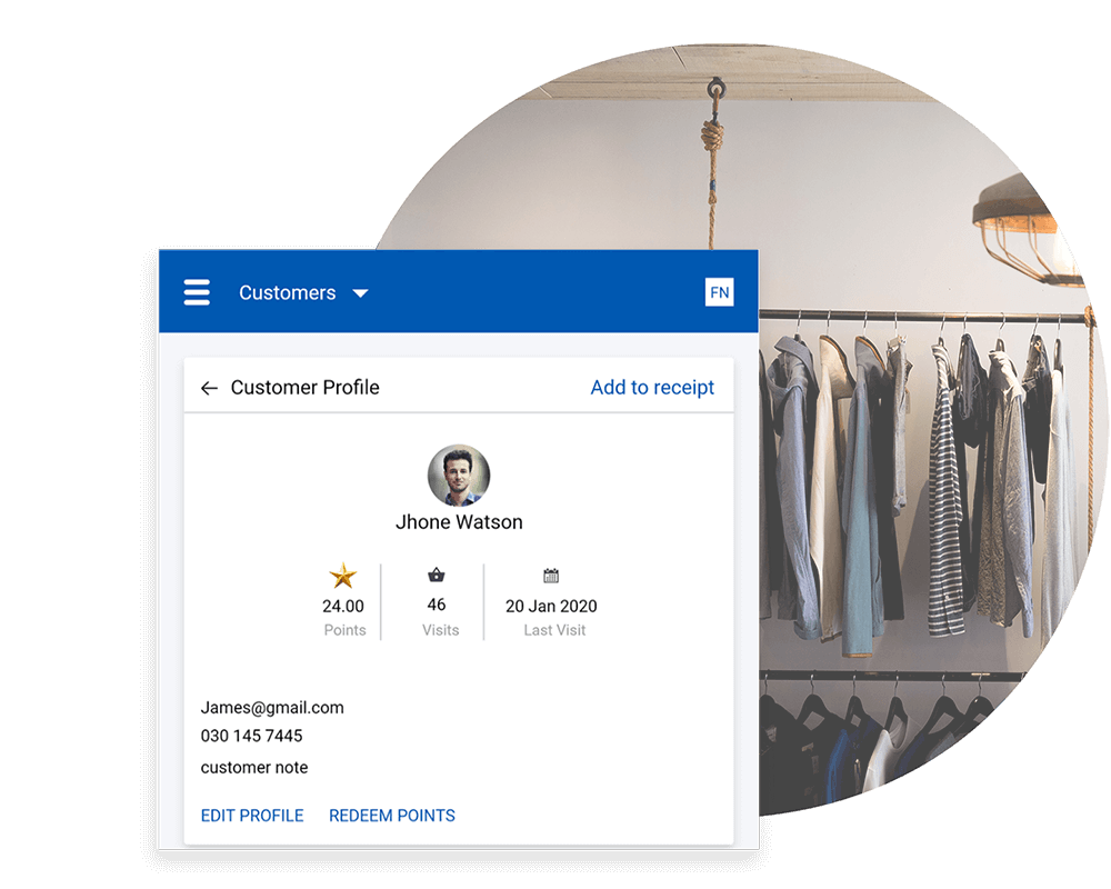 Customer Profile in Clothes Billing Software