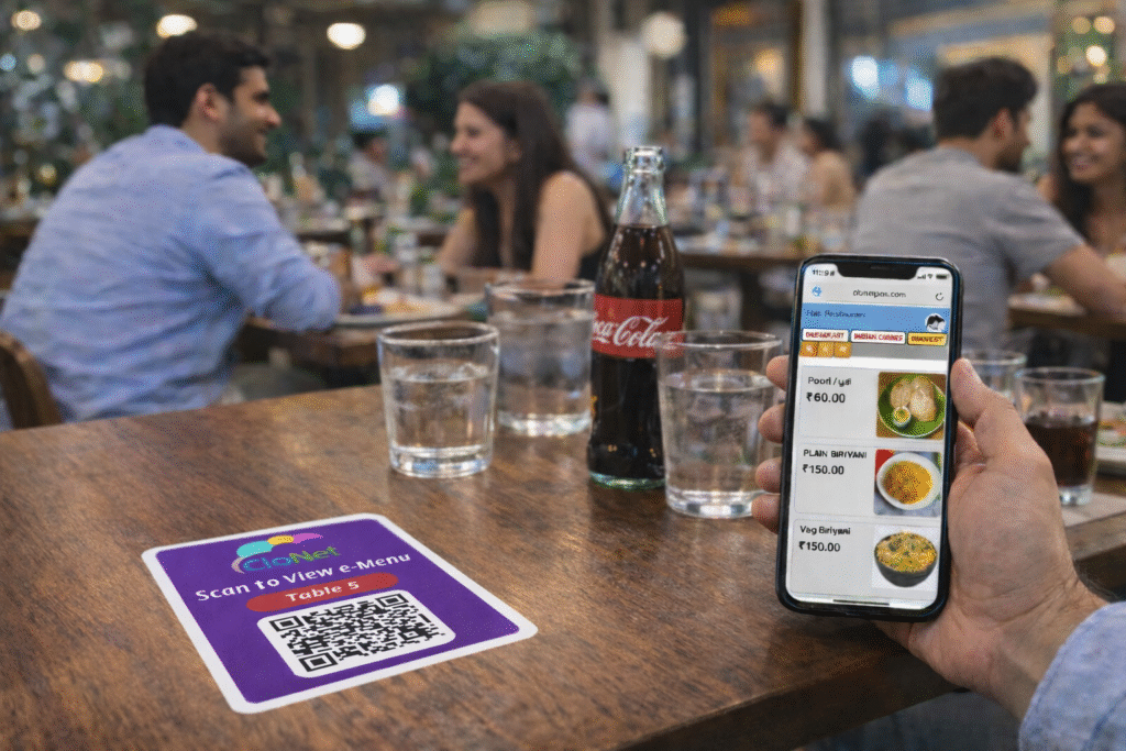 Scan to view e menu at restaurant