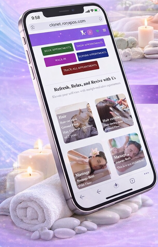 Spa booking website on a mobile phone