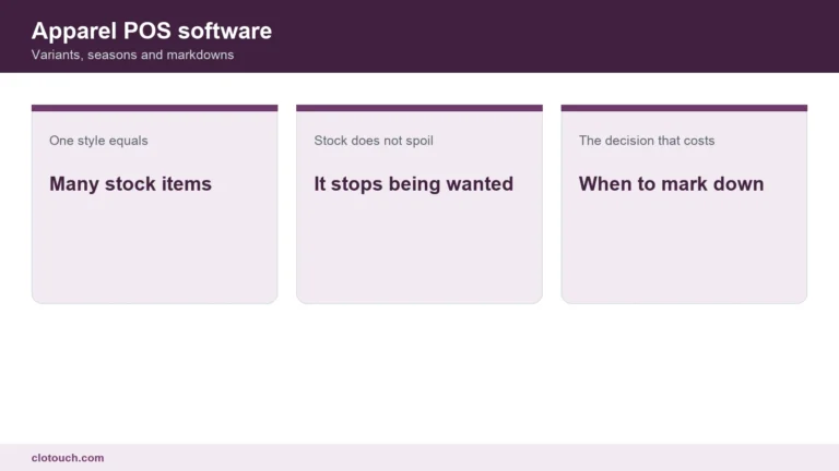 Apparel POS software running at an Indian clothing store counter